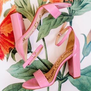NEW Sam Edelman Yaro Heels Sandals Ankle Strap Patent Pink Girly Women’s 9.5